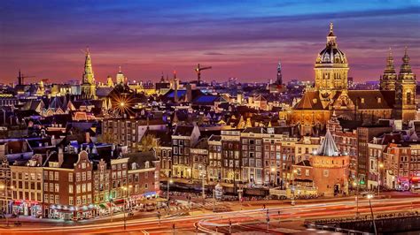 Download Architecture Building Night City Cityscape Man Made Amsterdam HD Wallpaper