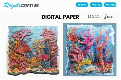 Coral Reef PNG Digital Paper Backgrounds Graphic by Regulrcrative ...