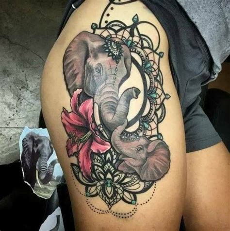 Mother Daughter elephants | Hip tattoos women, Tattoos for daughters, Thigh tattoos women