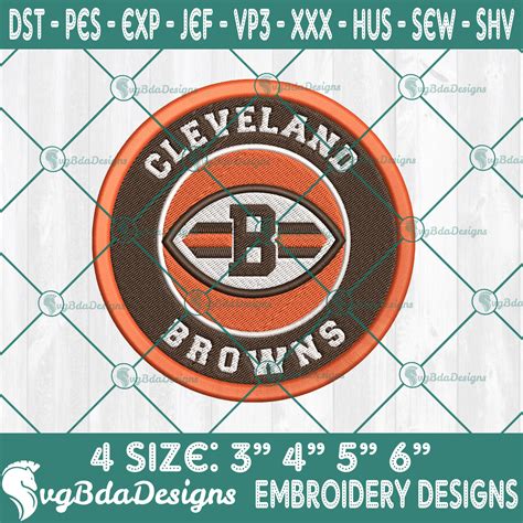 Cleveland Browns Logo Embroidery Designs, NFL Team Logo Embroidered