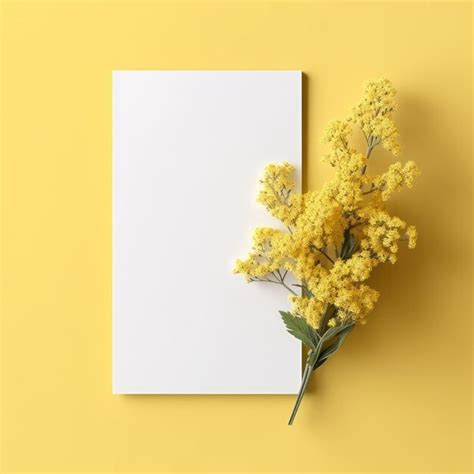 Premium AI Image | Blank white card with flowers around it on a Light ...