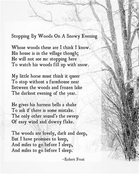 Stopping by Woods on a Snowy Evening, Robert Frost Poem, , Poetry Art ...