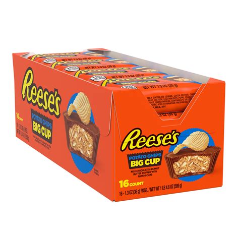 REESE'S BIG CUP Milk Chocolate Peanut Butter Cups with Potato Chips Standard Size 1.3oz Candy Bar