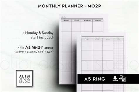 A5 Monthly Planner A5 Printable Planner Inserts Undated - Etsy