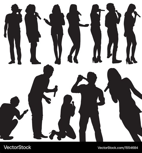 Singers silhouette set Royalty Free Vector Image