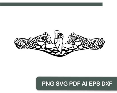 1 Navy Submarine Warfare Insignia vector printable cut png pdf | Etsy