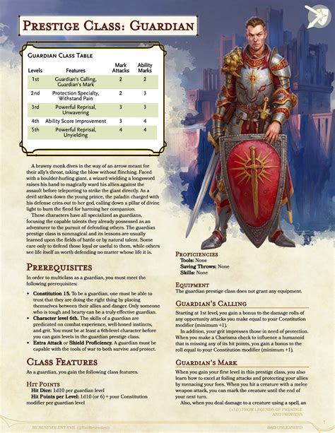 The Guardian (Prestige Class) — DND Unleashed: A Homebrew Expansion for 5th Edition Dungeons and ...