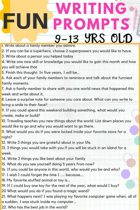 Journal Writing Prompts For 6th Grade