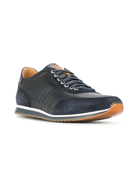 Magnanni Leather Logo Detail Sneakers in Blue for Men - Lyst