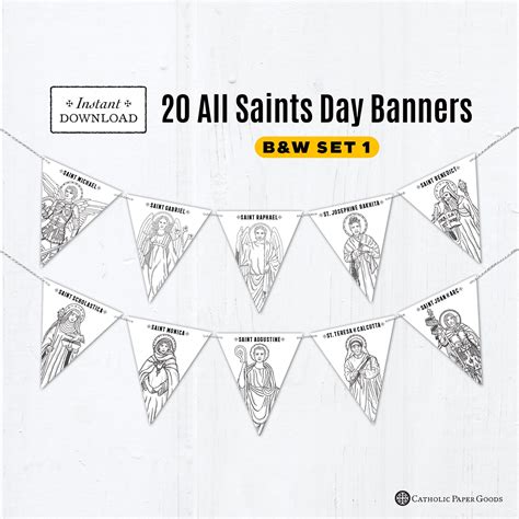 All Saints Day Banner, Coloring Page Saint Banners, Printable Banner ...