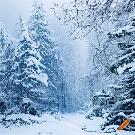 Snowy forest landscape on Craiyon