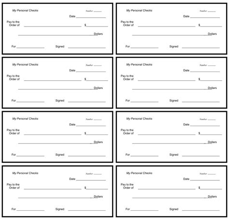 Printable Play Checks - Printable Templates