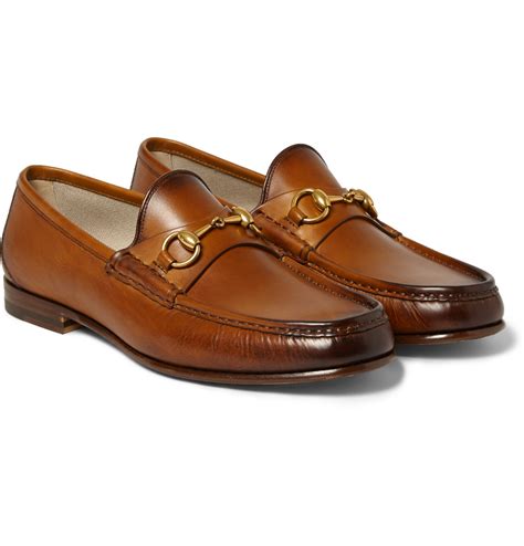 Lyst - Gucci Burnished-Leather Horsebit Loafers in Brown for Men