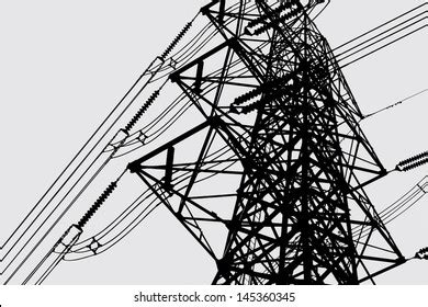 Silhouette High Voltage Power Lines Stock Vector (Royalty Free) 145360345 | Shutterstock