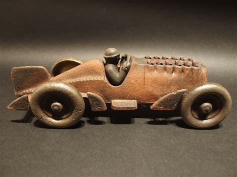 Antique Vintage Style Cast Iron Toy Race Car w Moving Pistons "Hubley ...