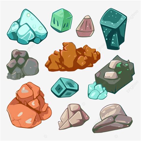 Minerals Clipart Stones And Minerals With Cartoon Style Illustration Vector, Minerals, Clipart ...