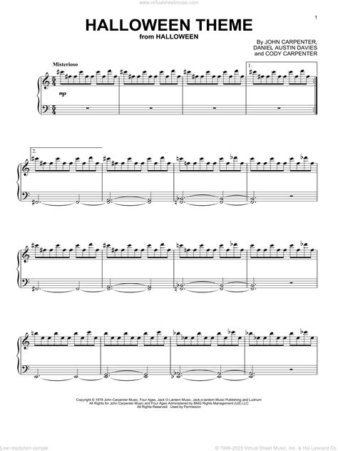 Halloween Theme sheet music for piano solo (PDF-interactive)