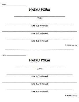 Writing Template - Haiku Poem by Sprouting Learners | TpT