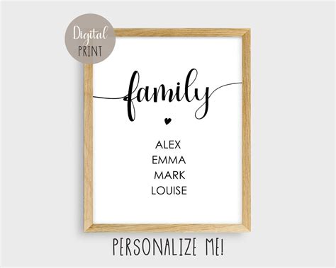 Personalized Family Names PRINTABLE Poster Custom DIGITAL | Etsy