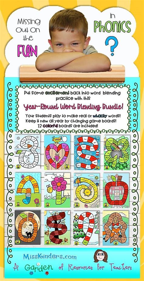 Fun phonics word blending bundle with 12 different game boards ...