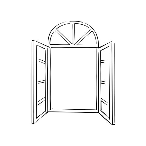 Open Window Outline Drawing Coloring Isolated Vector - vrogue.co