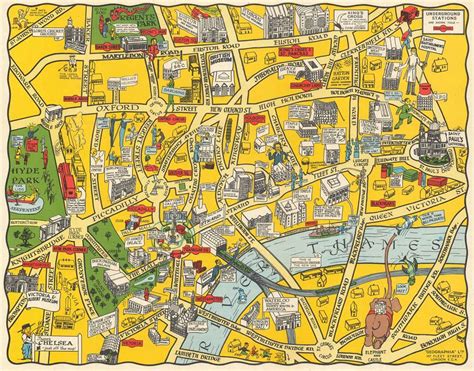 1946 A Map of Piccadilly, London. A Pictorial Map by J. P. Sayer - campestre.al.gov.br