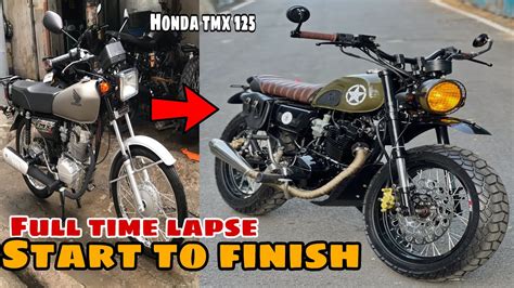 Honda Tmx 125 alpha SCRAMBLER BUILD full time lapse start to finish ...