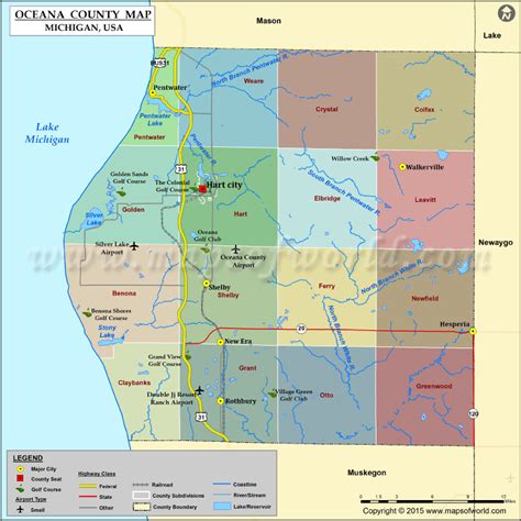 Oceana County Map, Michigan