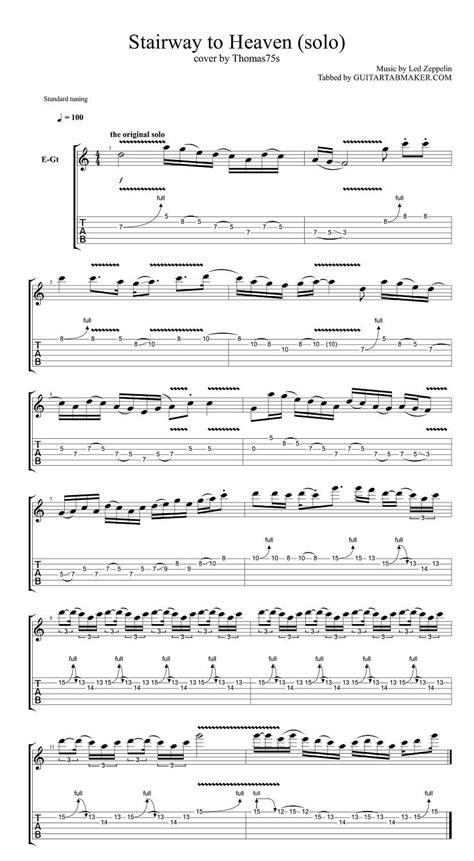 Led Zeppelin - Stairway to Heaven solo tab - pdf guitar tab - guitar ...