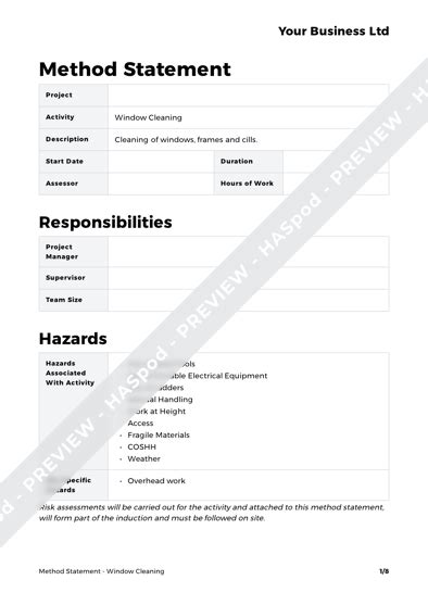 Window Cleaning Method Statement Template - HASpod