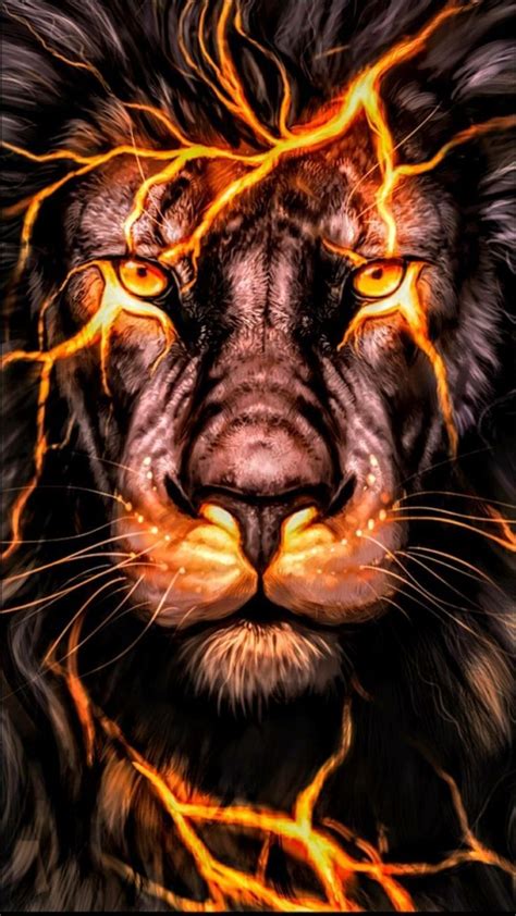 Lion @ Leo - Fire Flame Digital Artwork | Lion live wallpaper, Lion ...