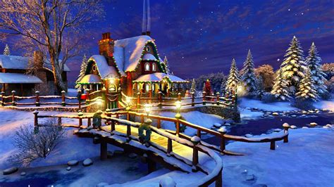 Christmas Wallpapers Hd 1080p - Snow House Christmas Tree - 1024x576 - Download HD Wallpaper ...