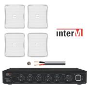 Small Coffee Shop Music System with 4x Compact Wall Speakers (White) - Inter-M from Inta Audio UK