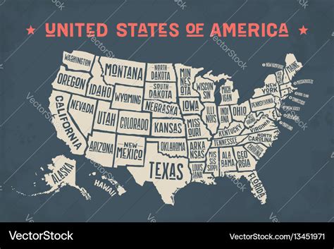 Poster map united states of america with state Vector Image