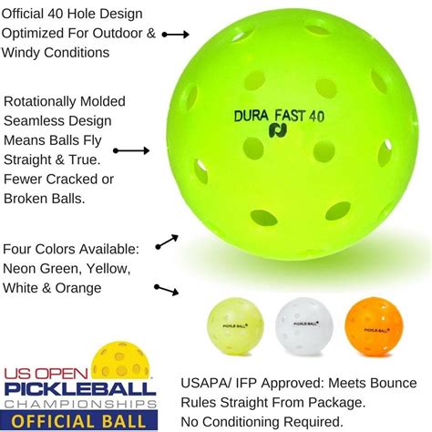 Dura Fast 40 Pickleballs | Outdoor pickleball balls | Neon | Dozen/Pac ...