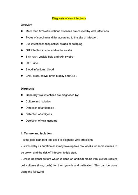 Diagnosis of viral infections - Diagnosis of viral infections Overview More than 60% of ...