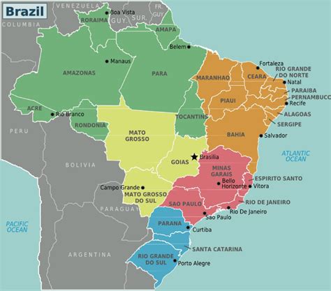 "carte des régions du brésil" | Brazil map, South america destinations ...