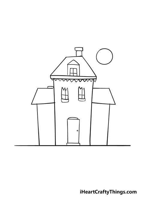 Easy Haunted House Drawing