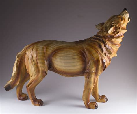 Howling Wolf Faux Carved Wood Look Figurine 12.75 | Carving, Wood sculpture, Figurines