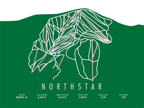 Northstar Ski Map Northstar Tahoe Map Art Northstar Ski | Etsy | Northstar tahoe, North star ...