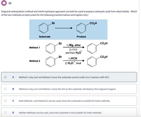 Solved Q2: Grignard carboxylation method and nitrile | Chegg.com