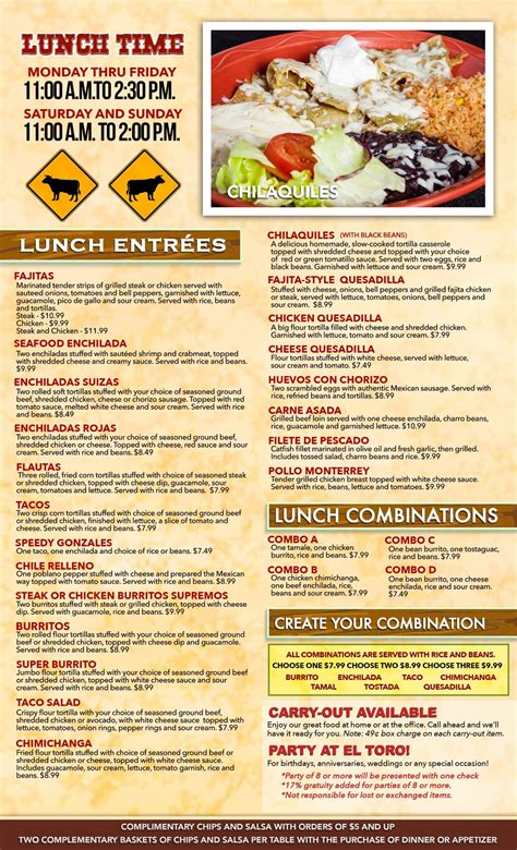 Menu – El Toro Mexican Restaurant