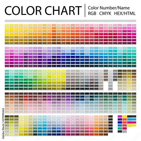 the color chart is shown with different colors