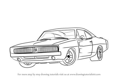 How to Draw a 1969 Dodge Charger (Cars) Step by Step | DrawingTutorials101.com