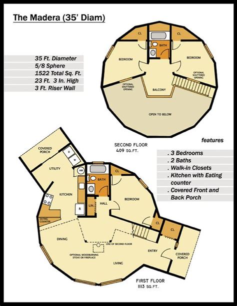 117 best Monolithic Dome House Plans images on Pinterest | House floor ...