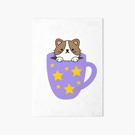 "Cute Cat in a cup " Art Board Print for Sale by LunaSaurusRex8 | Redbubble