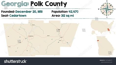 Large Detailed Map Polk County Georgia Stock Vector (Royalty Free ...