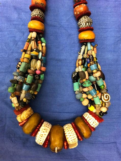 Huge Handmade Antique Moroccan Berber Necklace, Amber Copal, Shells, Gemstones For Sale at 1stDibs