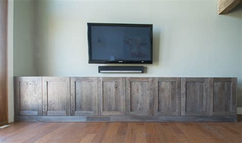 Rustic Entertainment Center - Hand Distressed White Oak