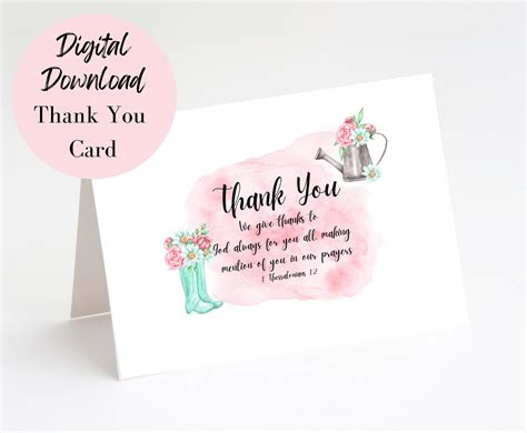 Christian Thank You Card Printable, Religious Thank You Card Digital ...